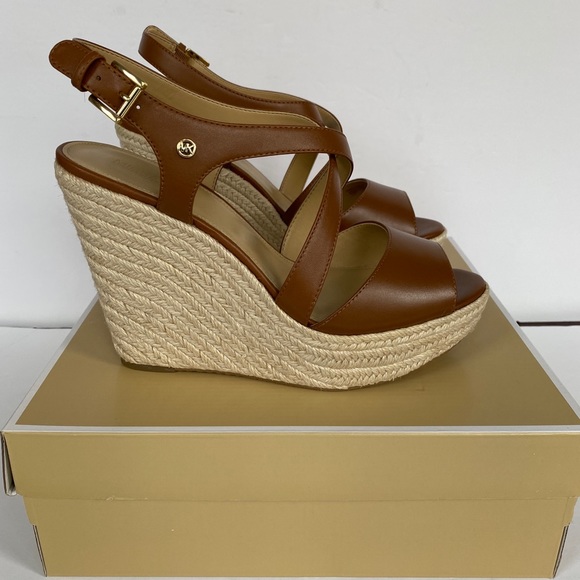 MICHAEL KORS Martyna Brown Leather Wedge size 9.5 - Picture 6 of 13
